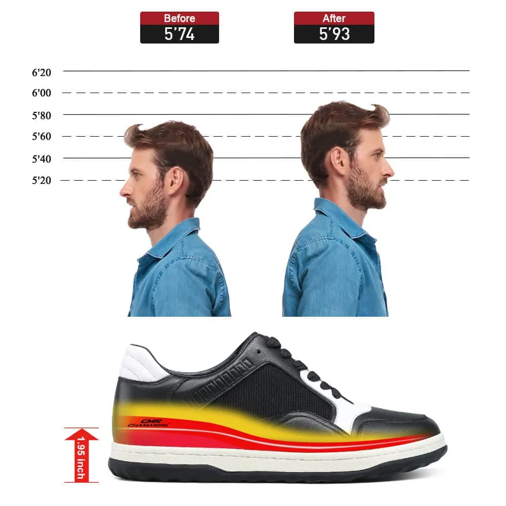 5 CM / 1.95 Inches  CMR CHAMARIPA Elevator Shoes - Step Up Your Height Game with Black Stylish Elevator Sneakers - Gain 1.95 Inches Instantly!