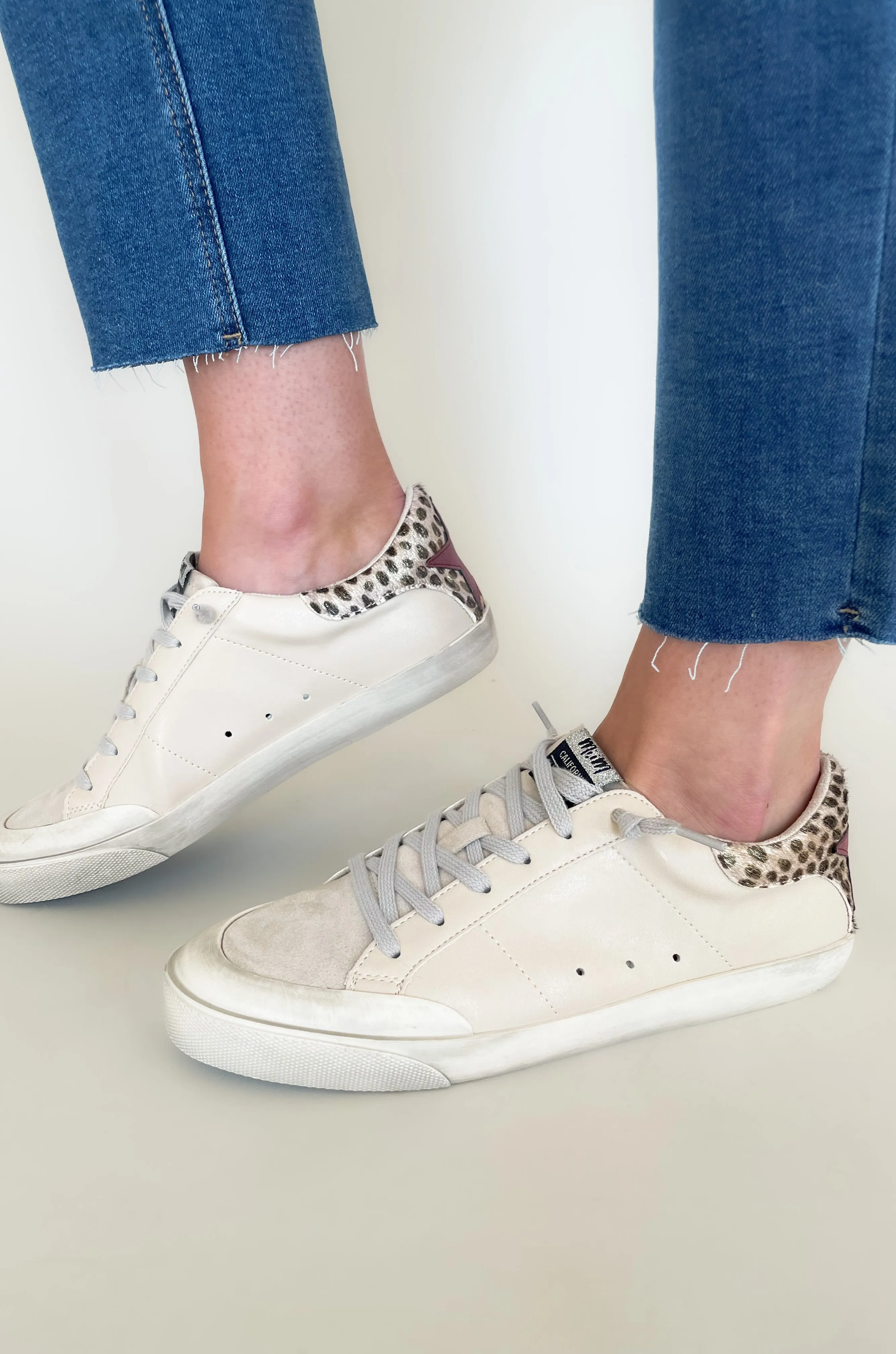 Amber Beige Sneaker with Cheetah Patch