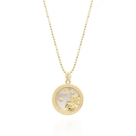 Asta Zodiac Star Sign Necklace - Mother of Pearl | 18K Gold Plated