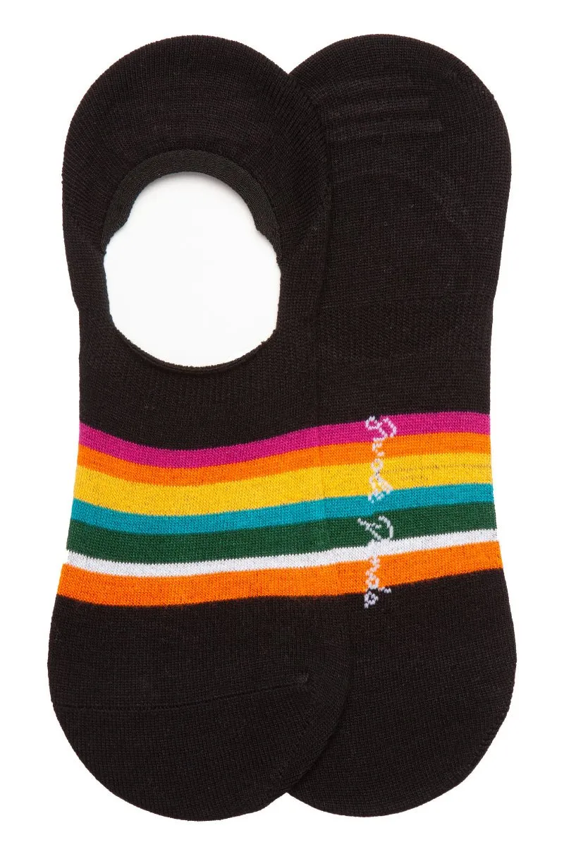 Black Bold Striped "No-Show" Bamboo Socks