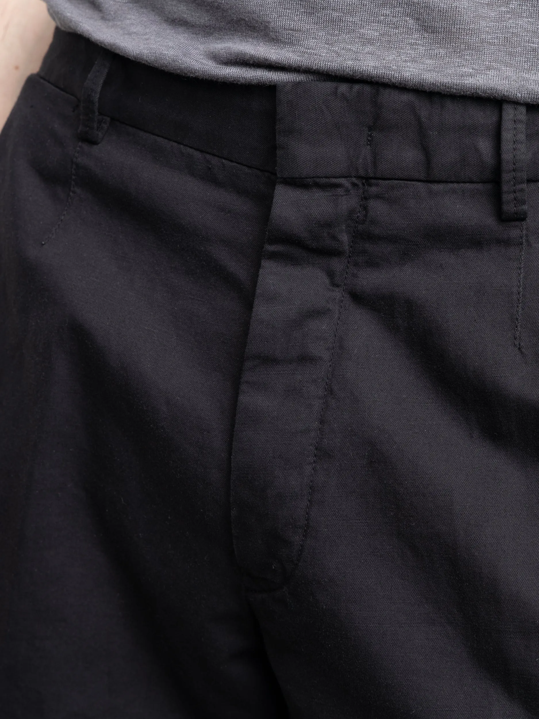 Black Cotton-Linen Shorts