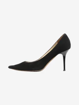 Black pointed-toe suede pumps - size EU 38