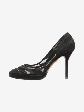 Black suede and mesh pumps - size EU 38