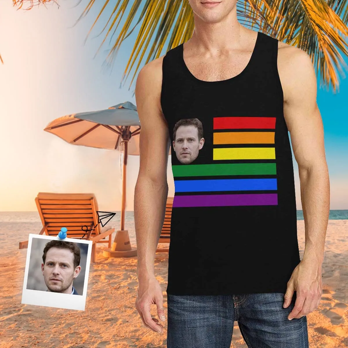 Custom Dad Pride Face Men's Tank Top