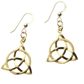 Delicate Triquetra Trinity Knot Gold-dipped Earrings on French Hooks (Wholesale)