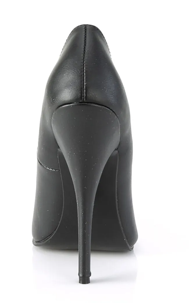 DOMINA-420 Black Faux Leather Heels