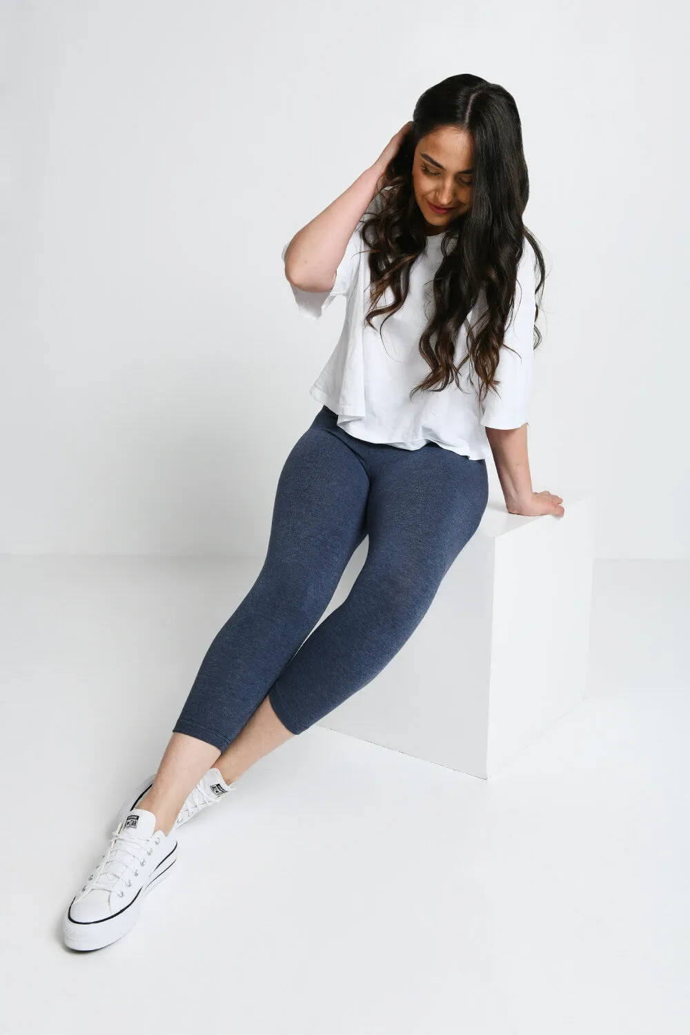 Everyday Cropped Leggings - Infinity Blue Marl