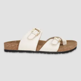 Ezok Beige Leather Sandal For Men