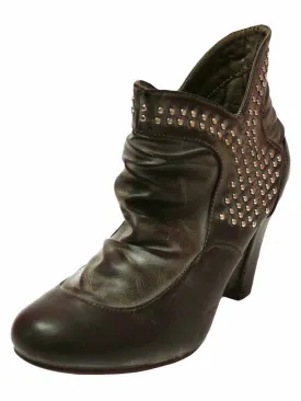 Faded Brown Studded Retro Ankle Booties For Women Size 8.5