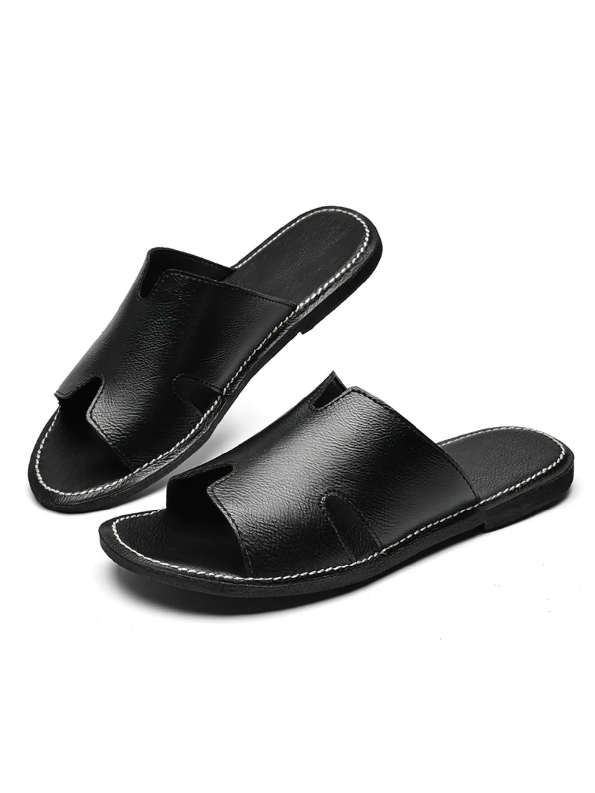 Fashion Genuine Leather Slip-On Sandals