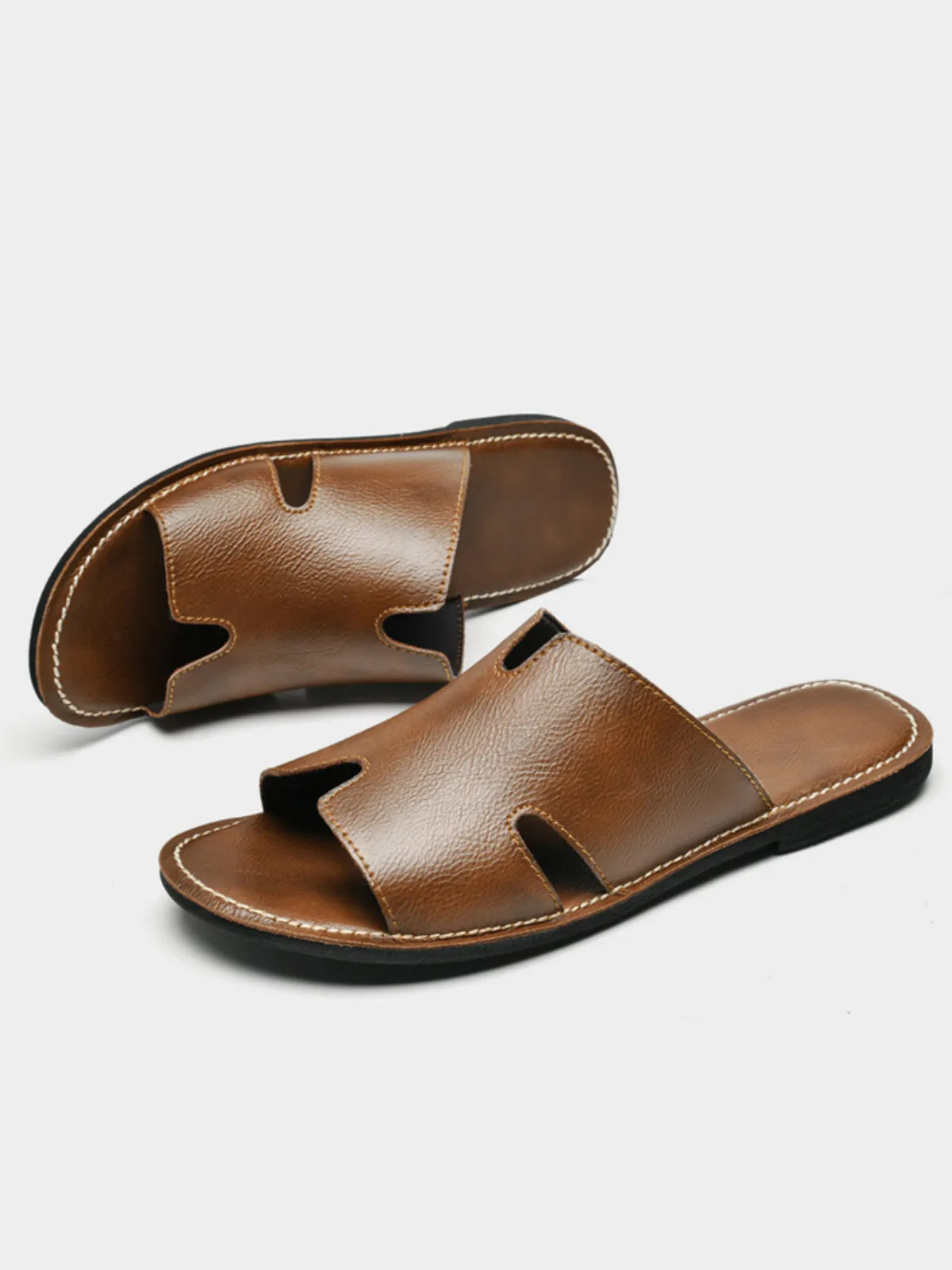 Fashion Genuine Leather Slip-On Sandals