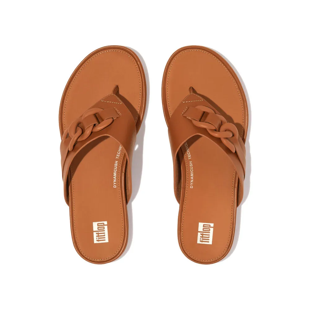 FitFlop Gracie Rubber Chain Leather Sandals - Light Tan