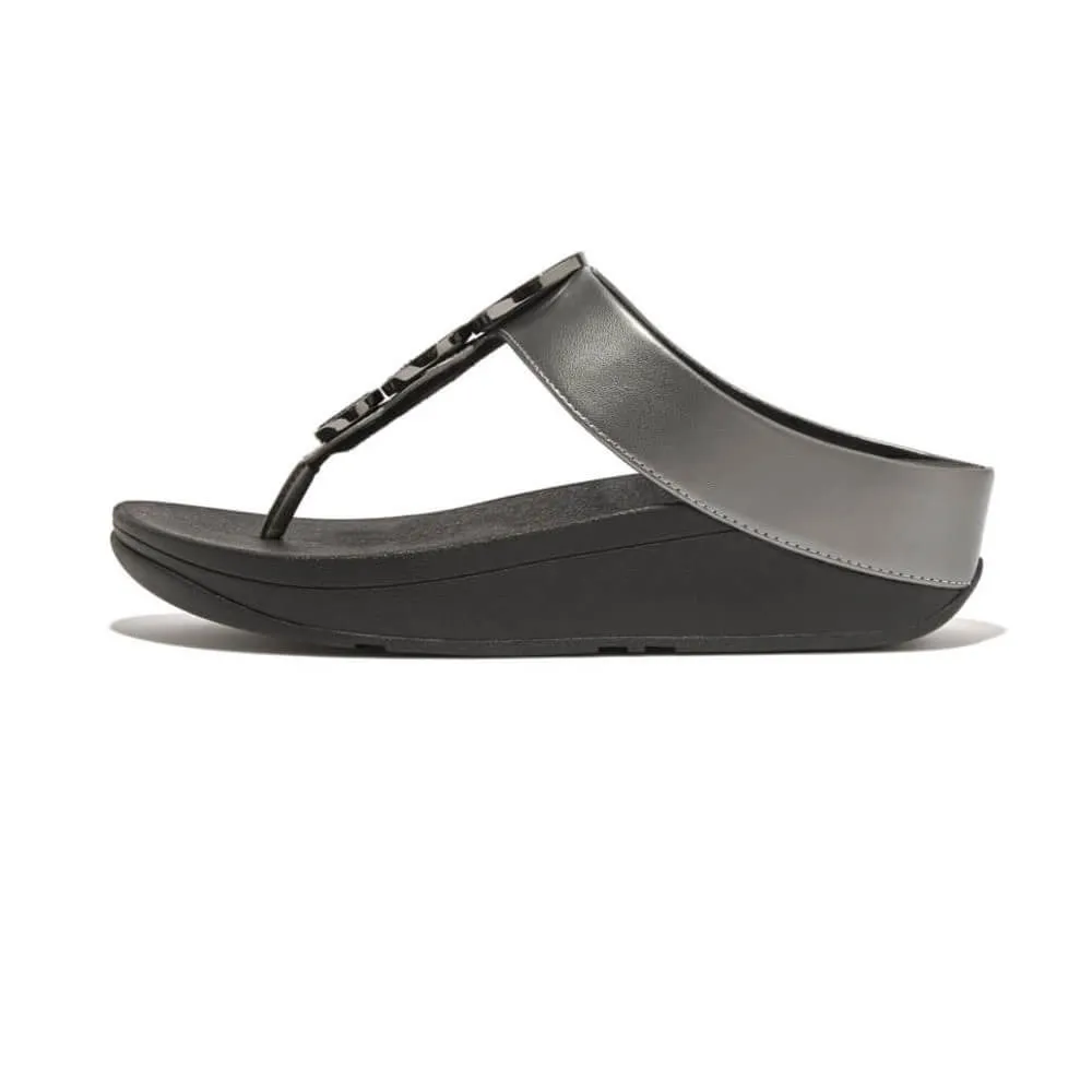 FitFlop Halo Bead Circle Metallic Sandals - Pewter Black