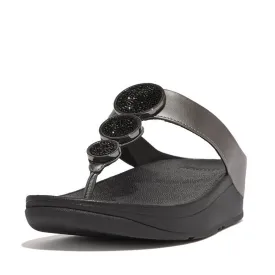 FitFlop Halo Bead Circle Metallic Sandals - Pewter Black