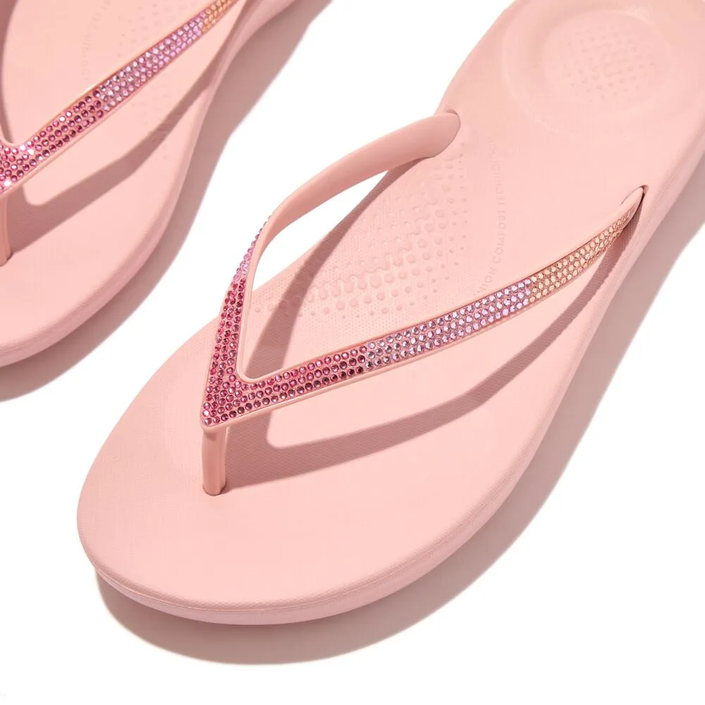 FitFlop Iqushion Sparkle Ombre Flip Flops Sandals - Soft Blush/Wild Raspberry