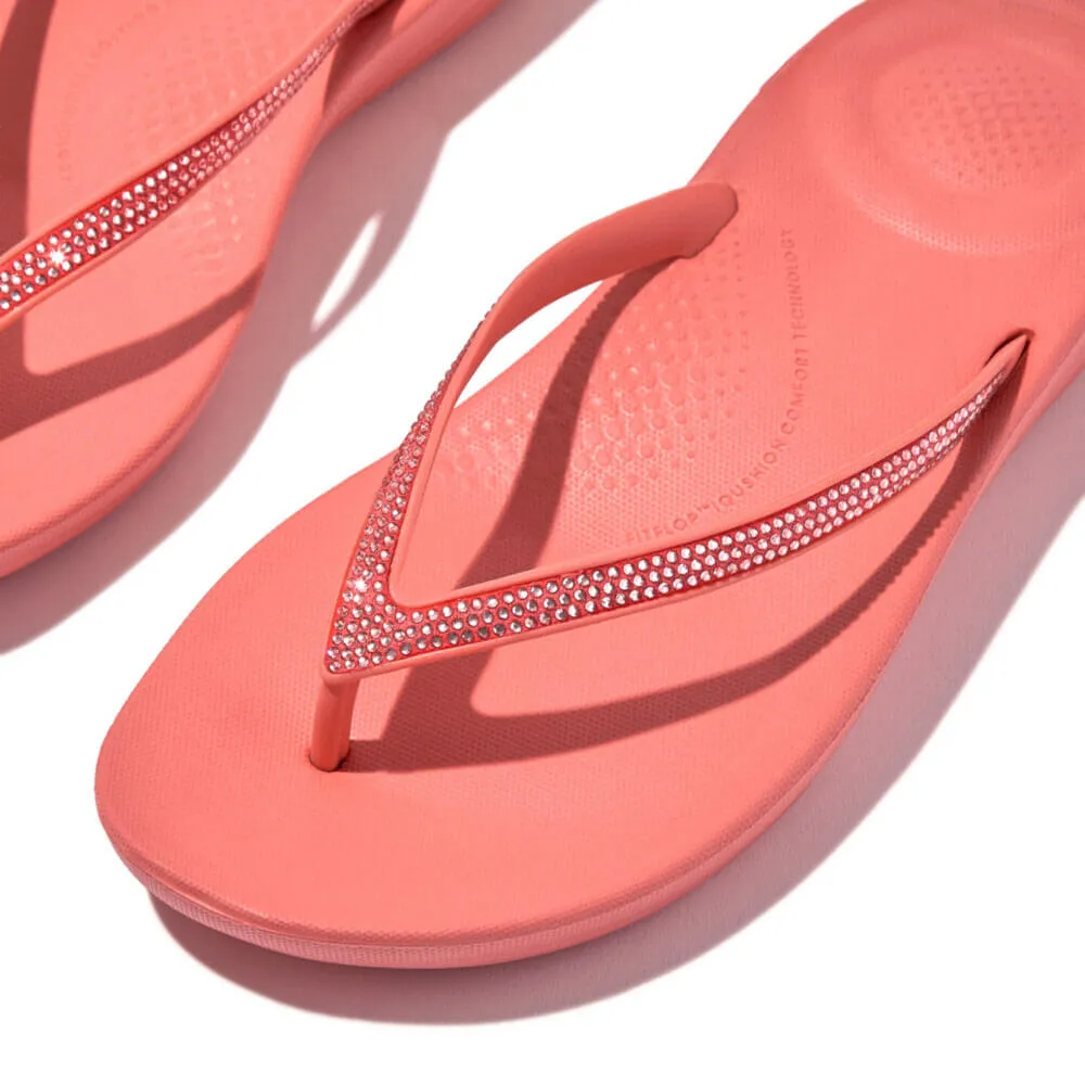 FitFlop Iqushion Sparkle Sandals - Rose Coral