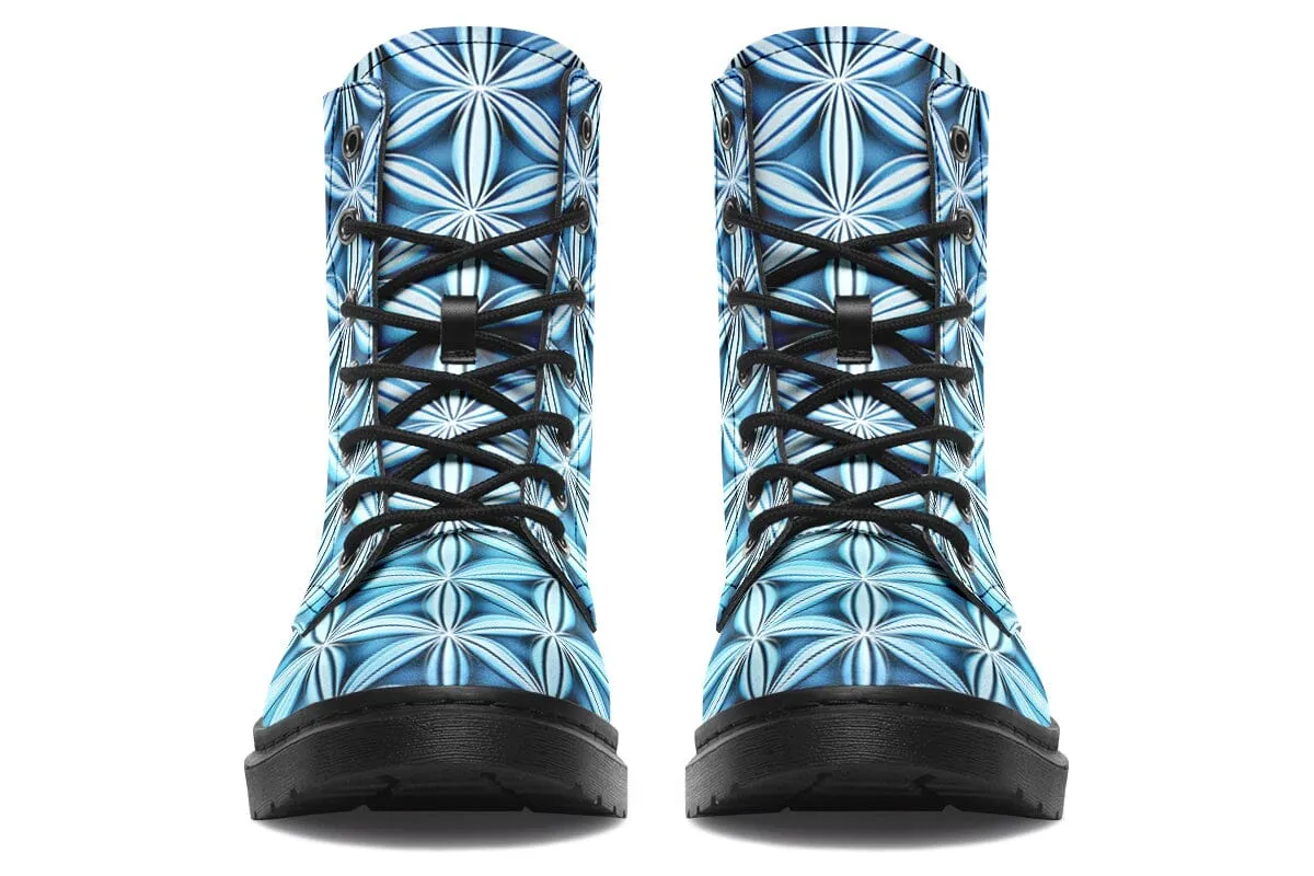 Flower Life Igloo Blue Combat Boots