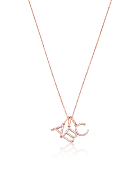 Frosted Initial Necklace - 14K Rose Gold