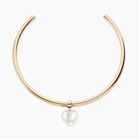 Gemma Mother Of Pearl Heart Choker Necklace