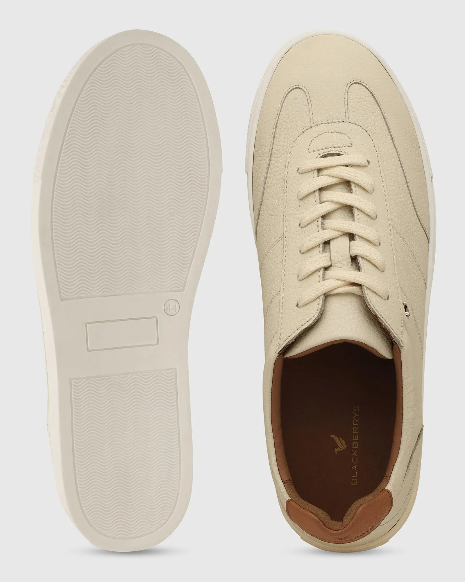 Leather Ivory White Solid Sneakers - Tablet