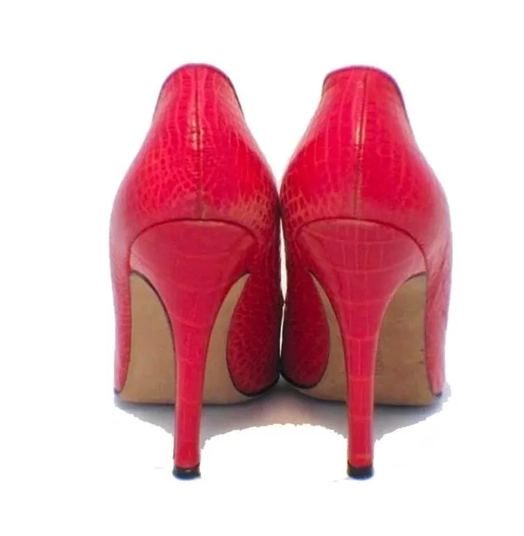 Manolo Blahnik Fire Engine Red Alligator Pumps