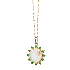 Mini Mother of Pearl Emerald "Happiness" Sun Charm