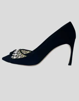 Miu Miu Satin Jeweled Evening Pumps With Pointed Toe Size 38.5 It 8.5 US