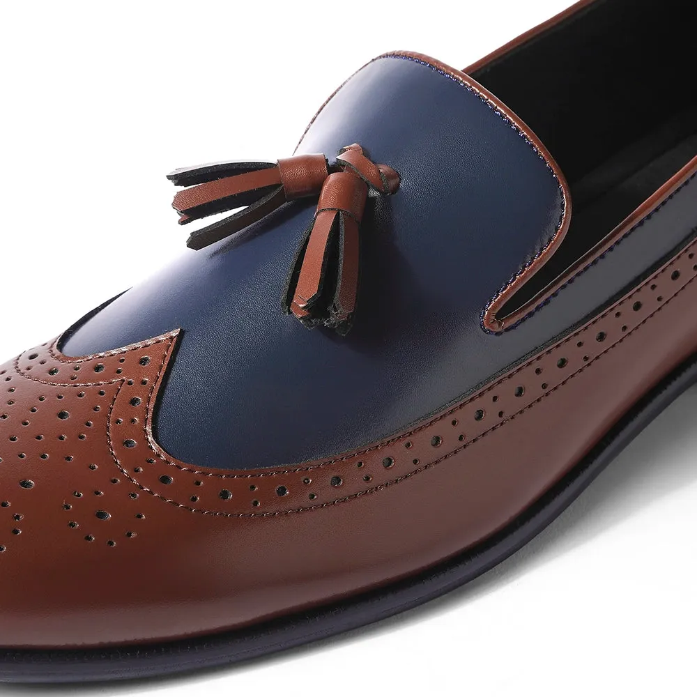 Moreno - Blue Tan Tassel Loafers