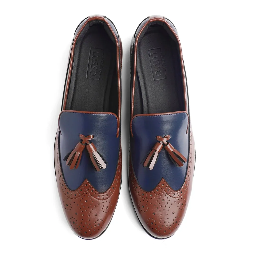 Moreno - Blue Tan Tassel Loafers