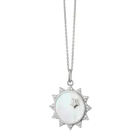 Mother of Pearl Sapphire "Happiness" Sun Charm Necklace