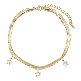 Naledi Mother Of Pearl Star Anklet | 18K Gold Plated