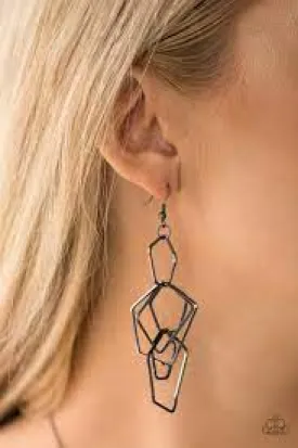 Paparazzi Accessories  - Five-Sided Fabulous #L169 - Black Earrings