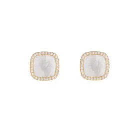 Pavé Mother of Pearl Square Stud Earrrings