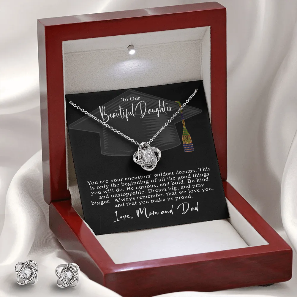 PERFECT GRADUATION GIFT | YOUR ANCESTORS' WILDEST DREAMS | LOVE FROM MOM AND DAD | HEARTS MINIMALIST NECKLACE