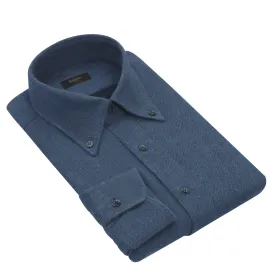 "Culto" Cotton Shirt in Blue Melange