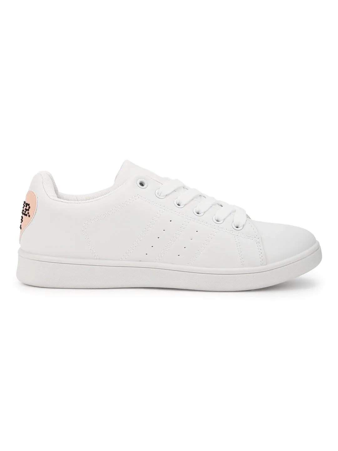 White PU Love it Lace-Up Sneakers