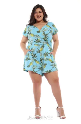 Wrap Romper - Blue Pineapple